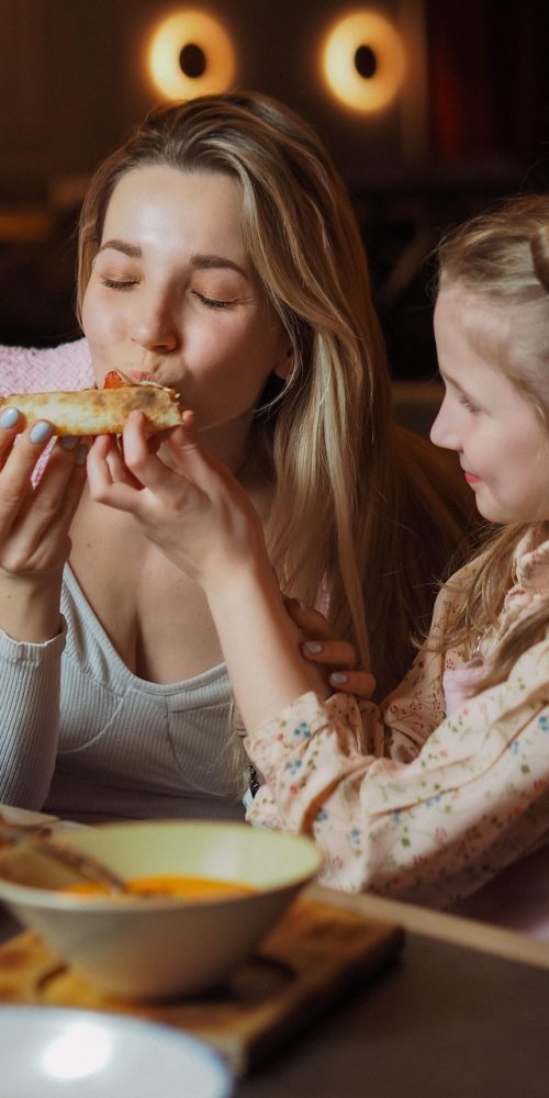 mom, daughter, dinner, soup, pizza, dining, restaurant, eating, pizza, pizza, pizza, pizza, pizza, dining, dining